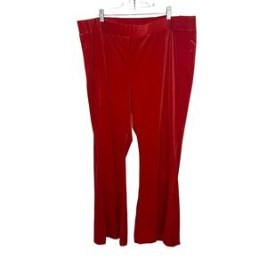 Lane Bryant Pants Womens 3x Plus Petite Red Velvet Flare Mid Rise Elastic